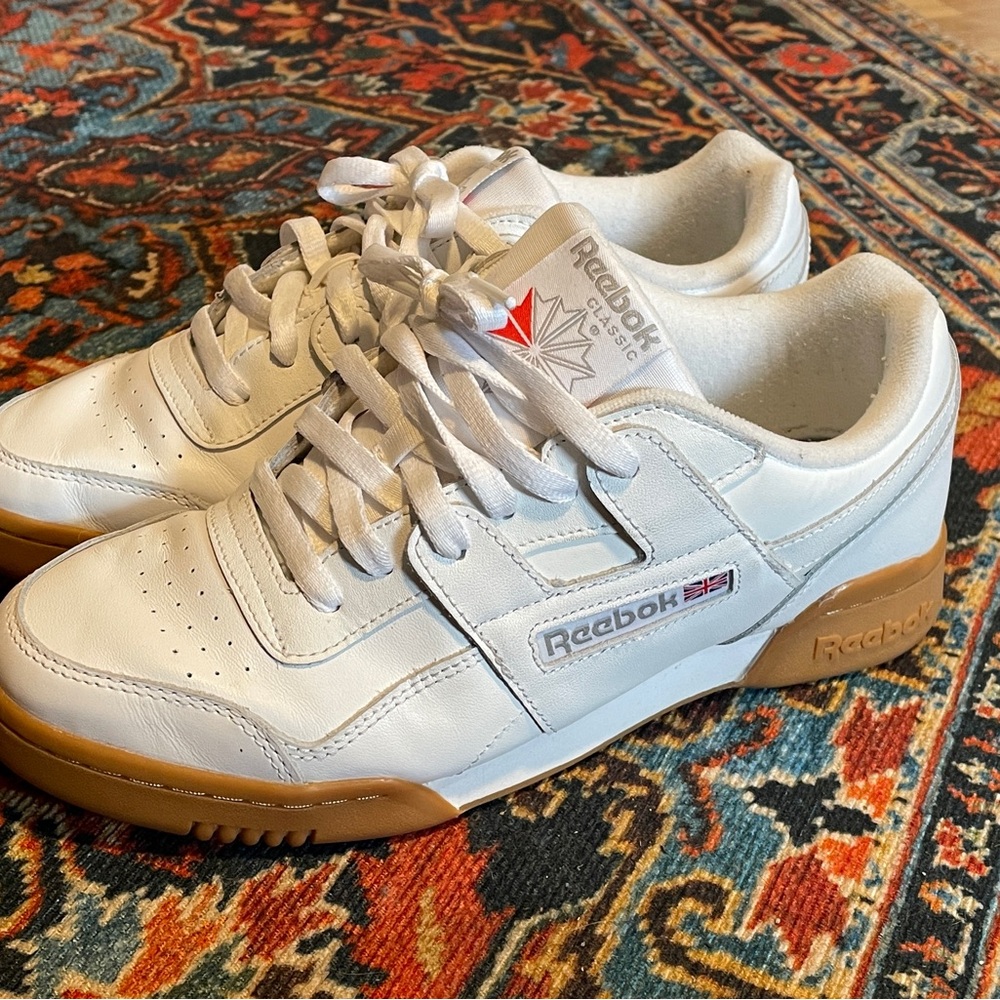 Reebok Men's White Workout Plus Sneakers